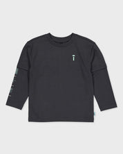 Donkergrijze longsleeve met rugprint | Antracite
