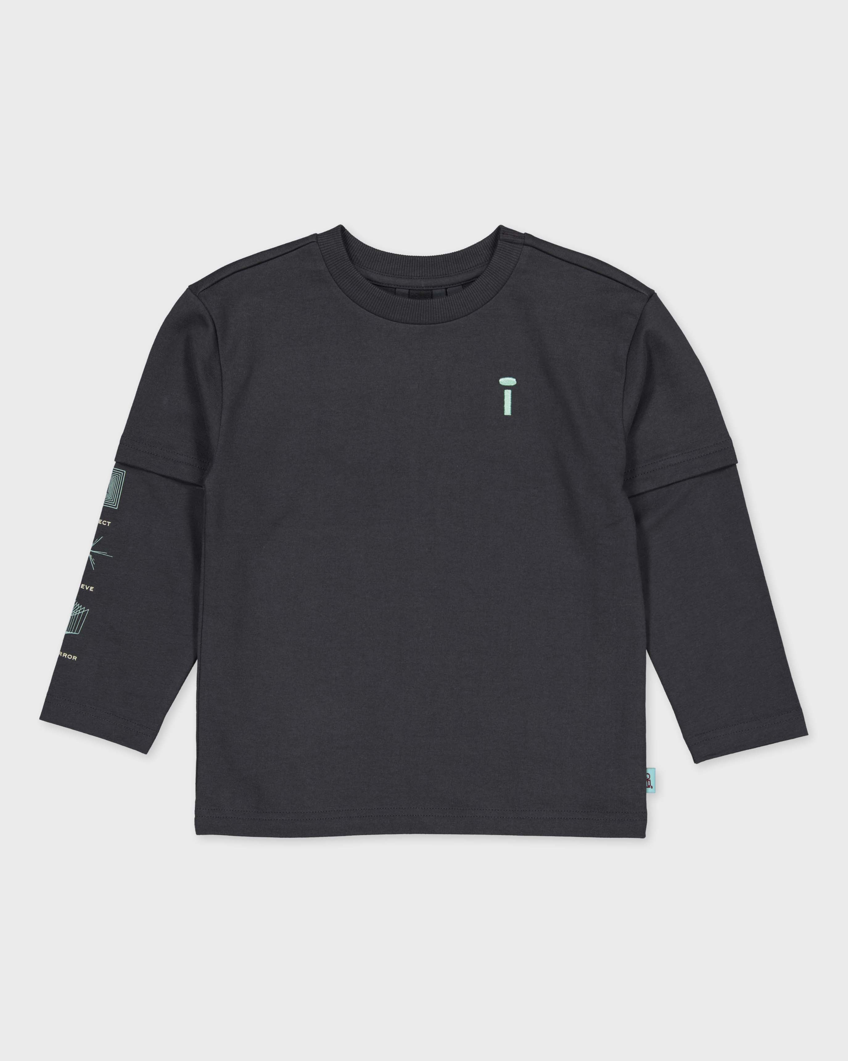 Donkergrijze longsleeve met rugprint | Antracite