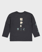 Donkergrijze longsleeve met rugprint | Antracite