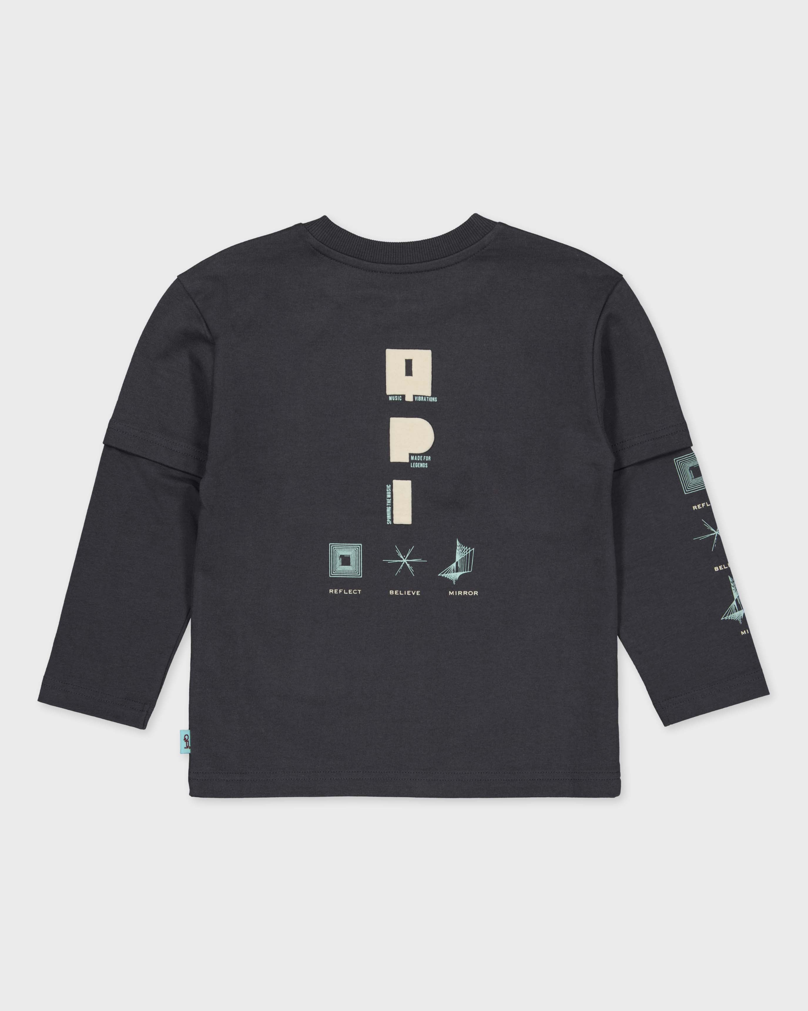 Donkergrijze longsleeve met rugprint | Antracite