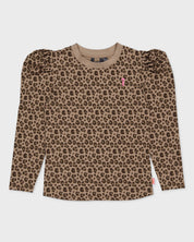 Beige blouse met luipaardprint | AOP Taupe Animal
