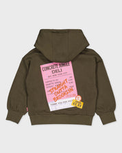 Olijfgroene hoodie met achterprint | Army Green