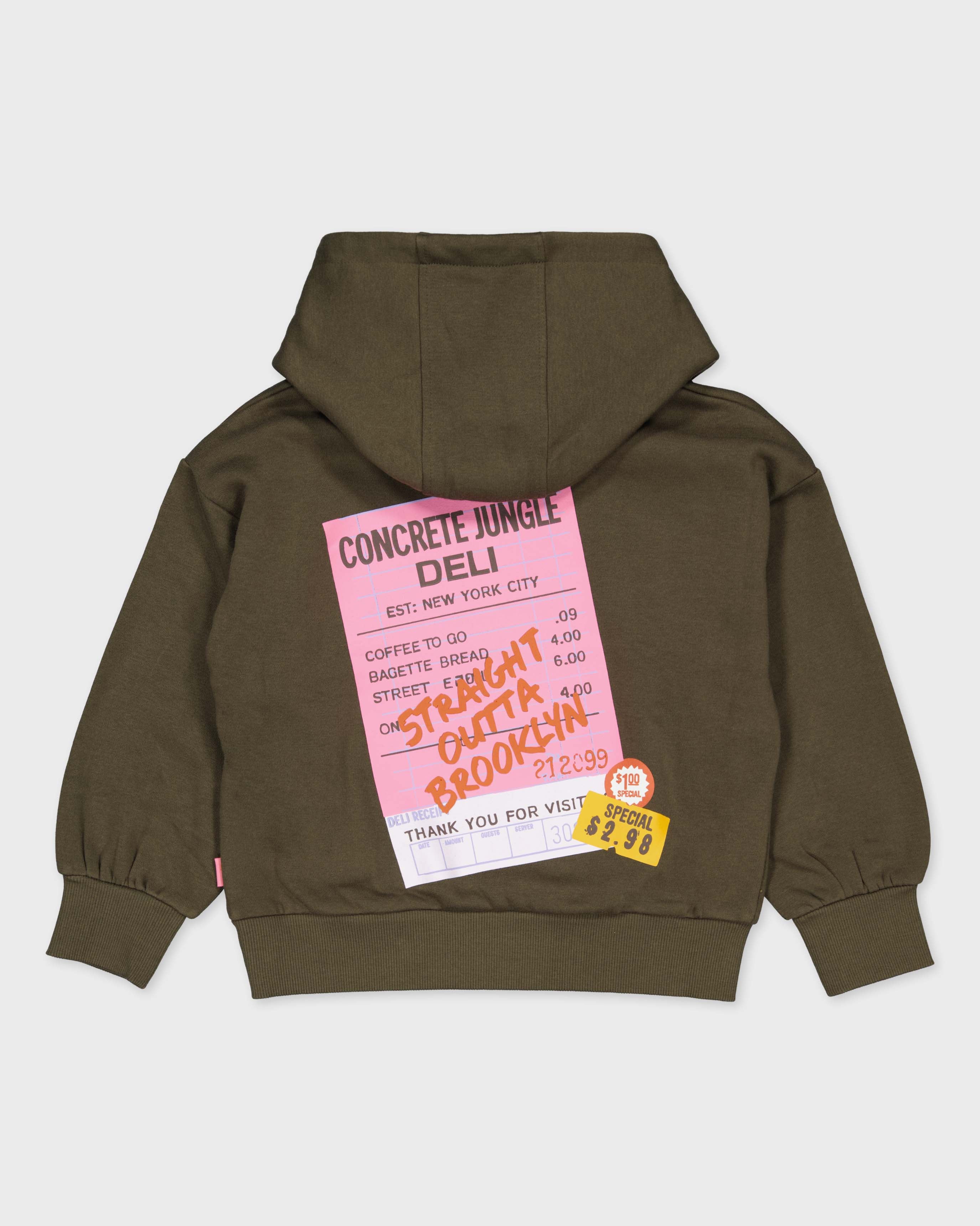 Olijfgroene hoodie met achterprint | Army Green