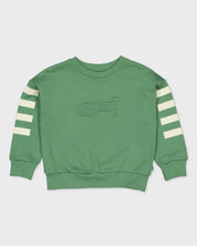 Groene sweater met strepen op de mouwen | Dark Green
