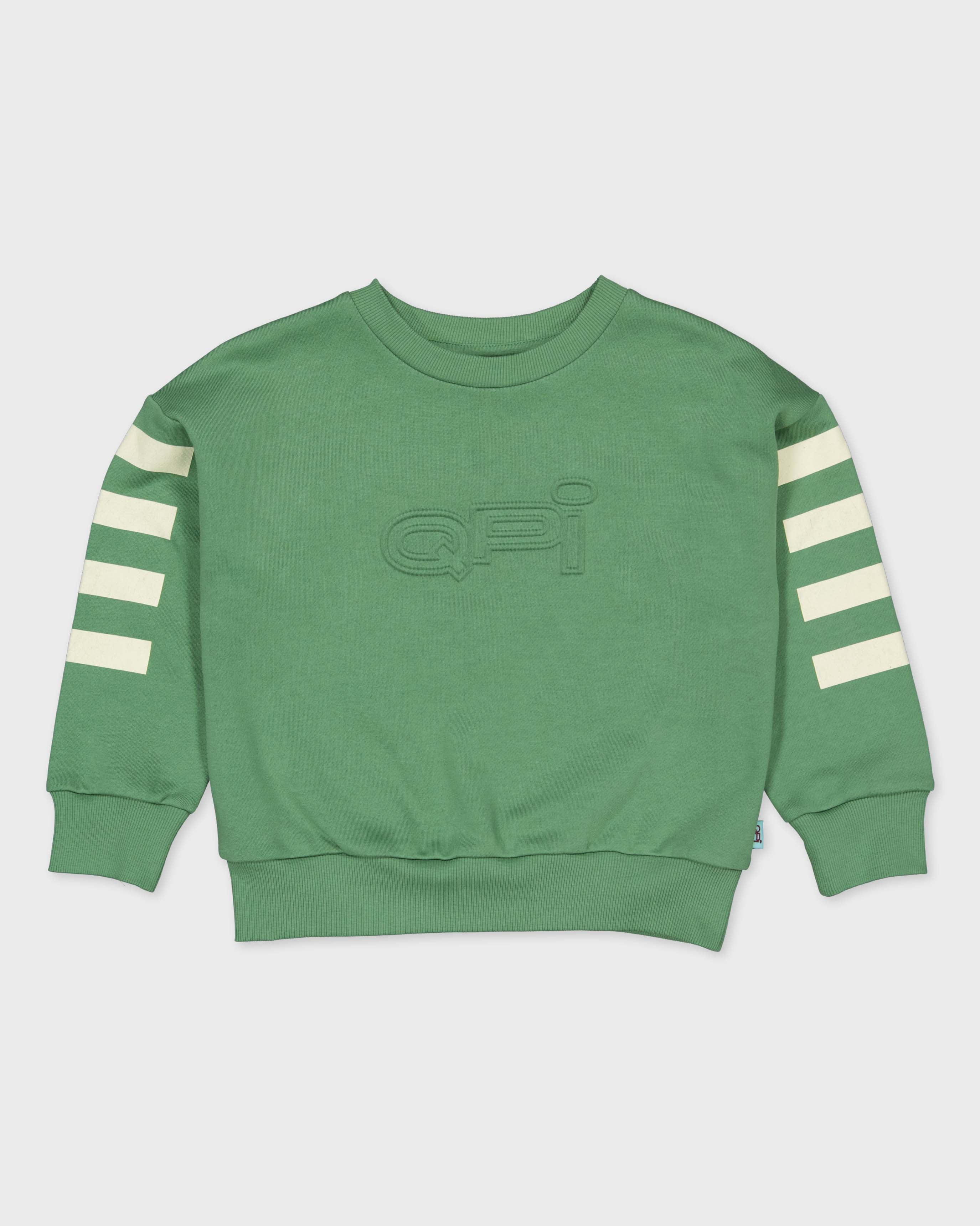 Groene sweater met strepen op de mouwen | Dark Green