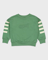 Groene sweater met strepen op de mouwen | Dark Green