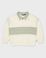 Crèmekleurige polo sweater met jacquardpatroon | Off White