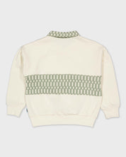 Crèmekleurige polo sweater met jacquardpatroon | Off White
