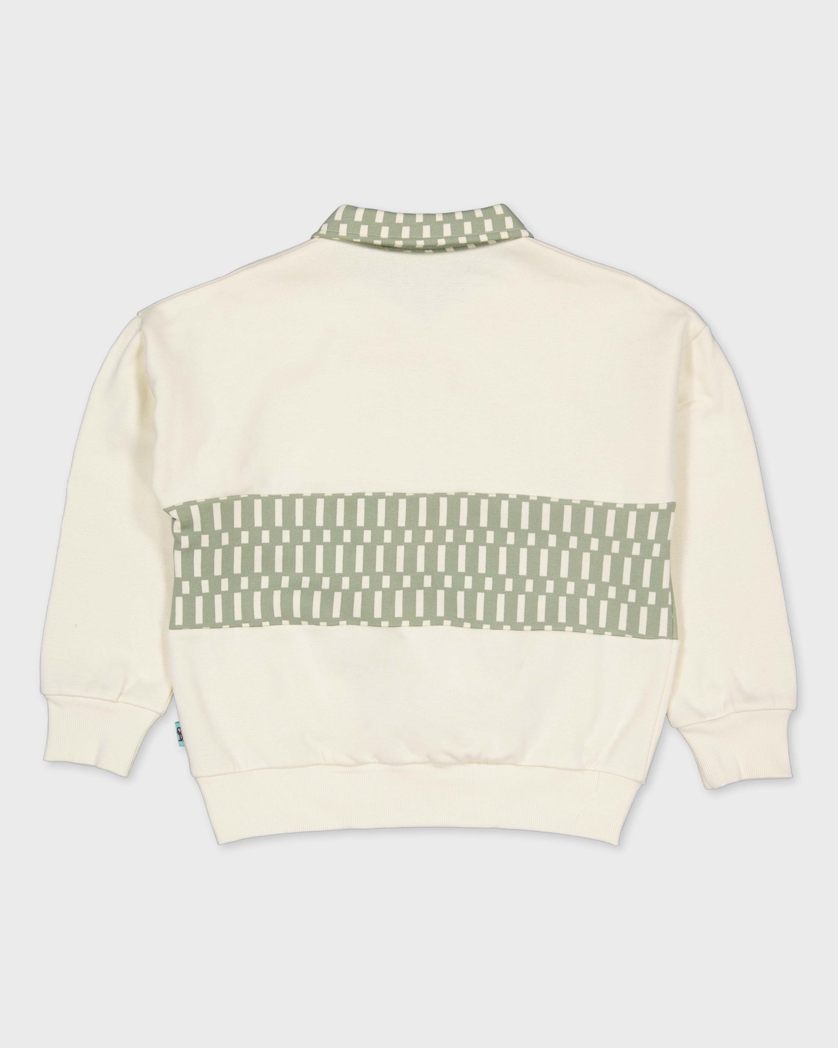 Crèmekleurige polo sweater met jacquardpatroon | Off White