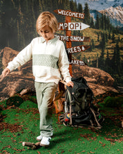 Crèmekleurige polo sweater met jacquardpatroon | Off White