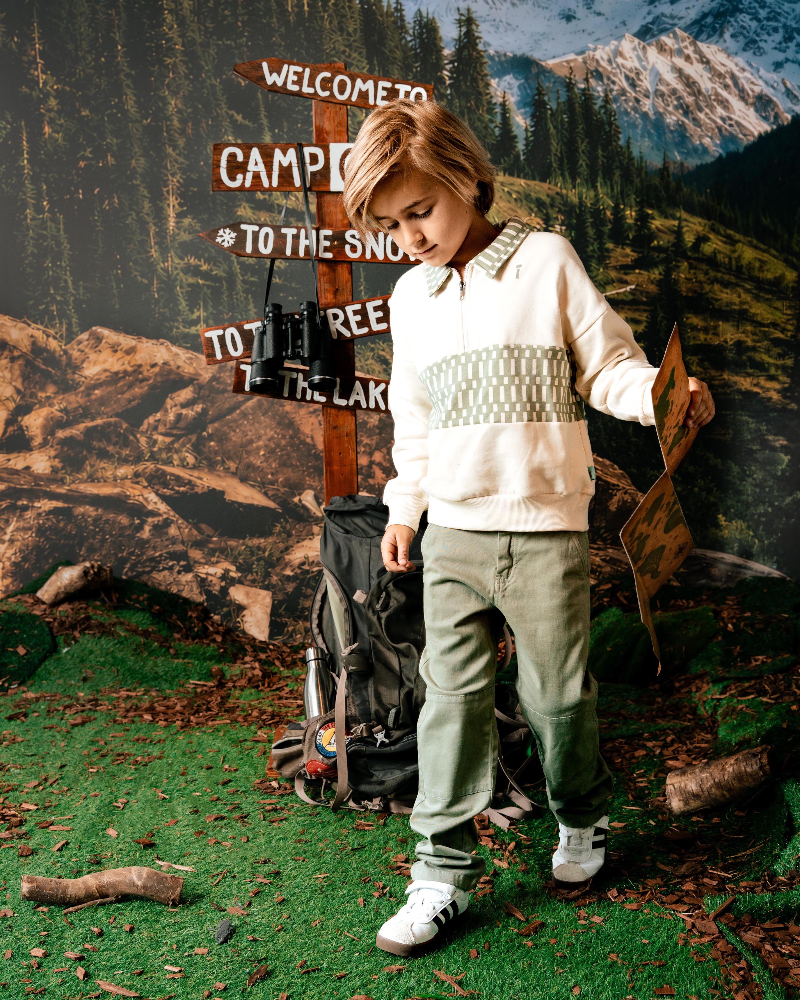 Crèmekleurige polo sweater met jacquardpatroon | Off White