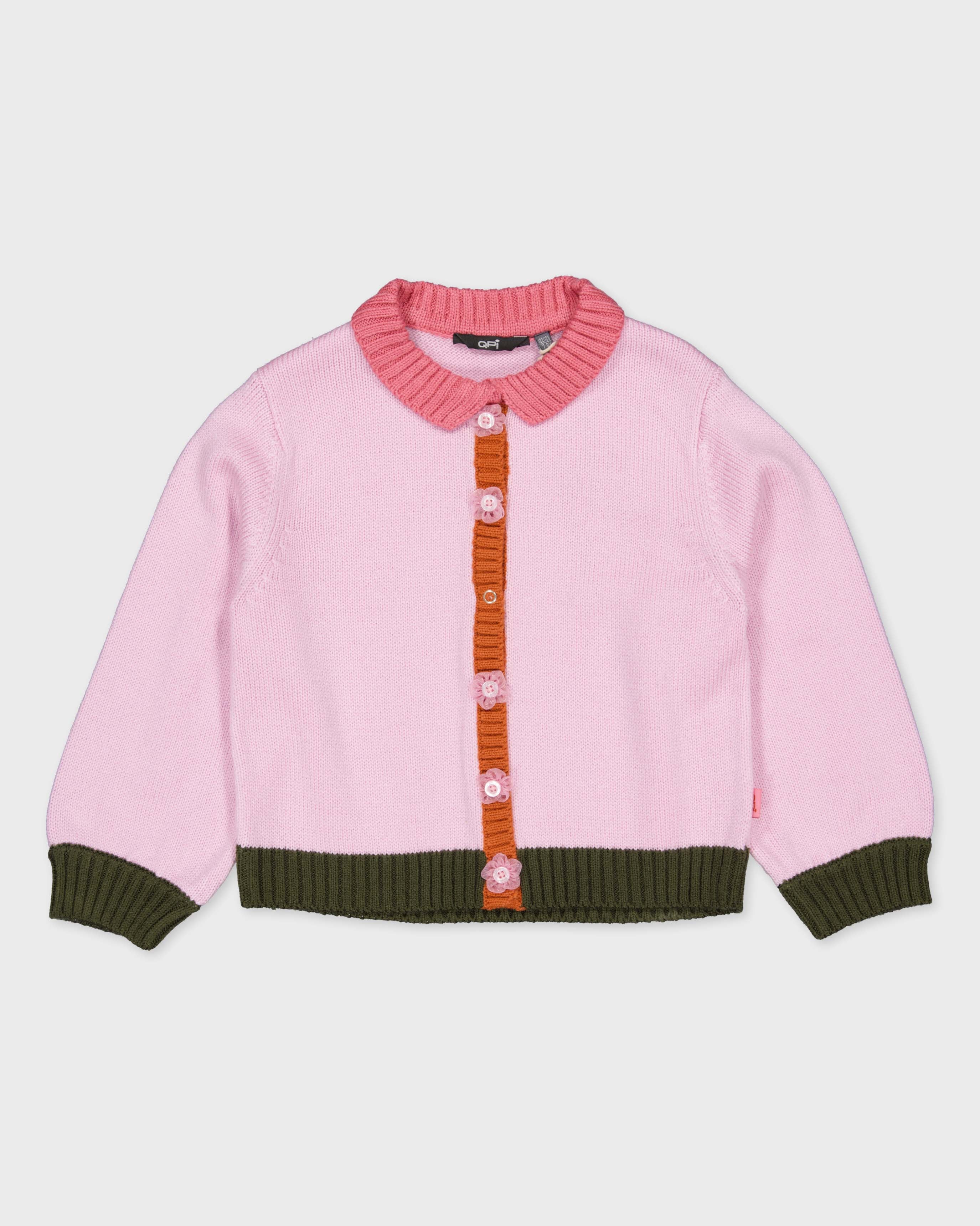 Lichtroze vest met knoopsluiting | Fuchsia