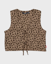 Beige bodywarmer met luipaardprint | AOP Taupe Animal