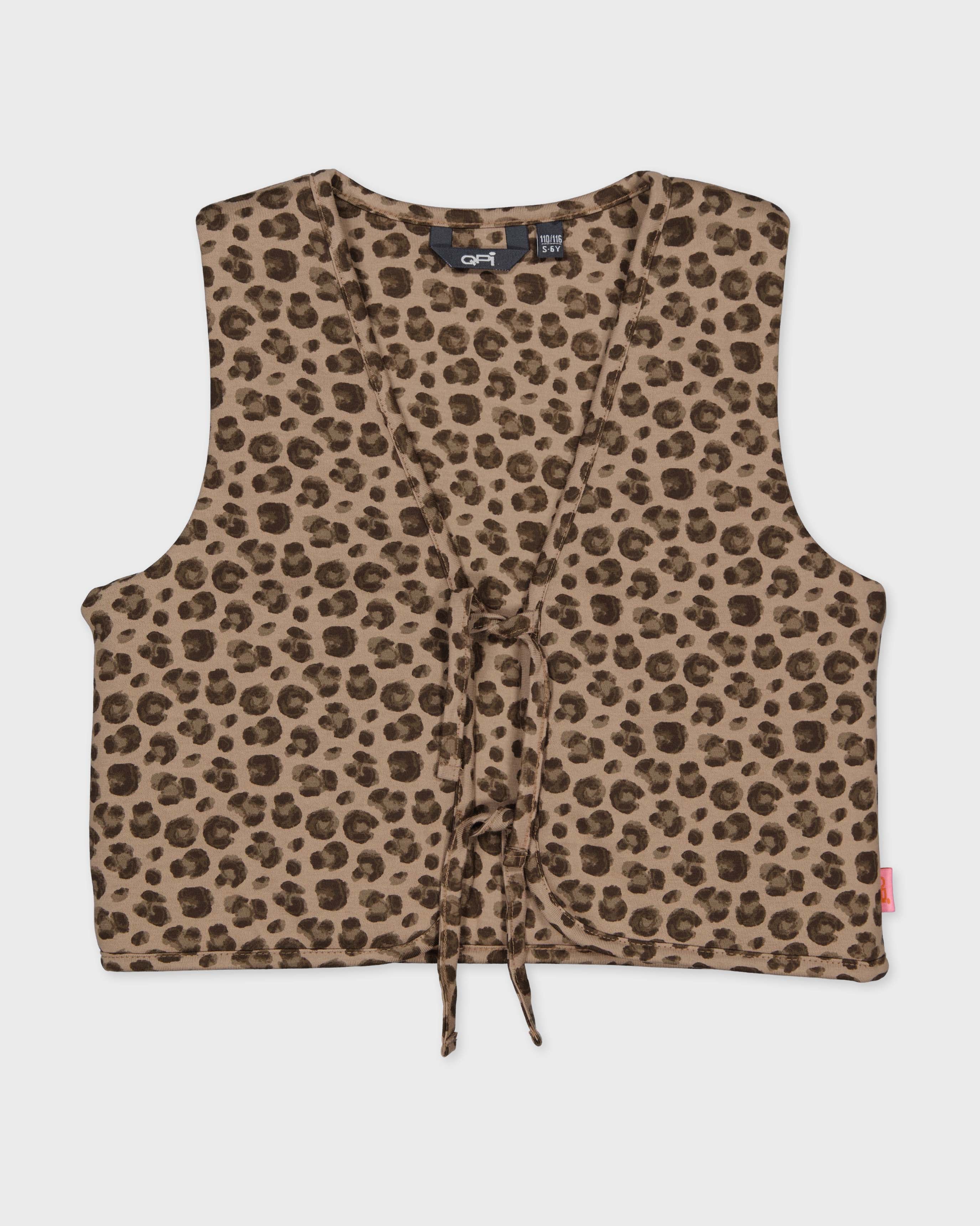 Beige bodywarmer met luipaardprint | AOP Taupe Animal