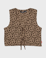 Beige bodywarmer met luipaardprint | AOP Taupe Animal