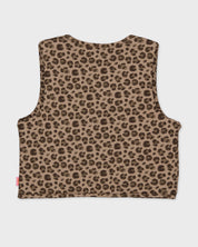 Beige bodywarmer met luipaardprint | AOP Taupe Animal