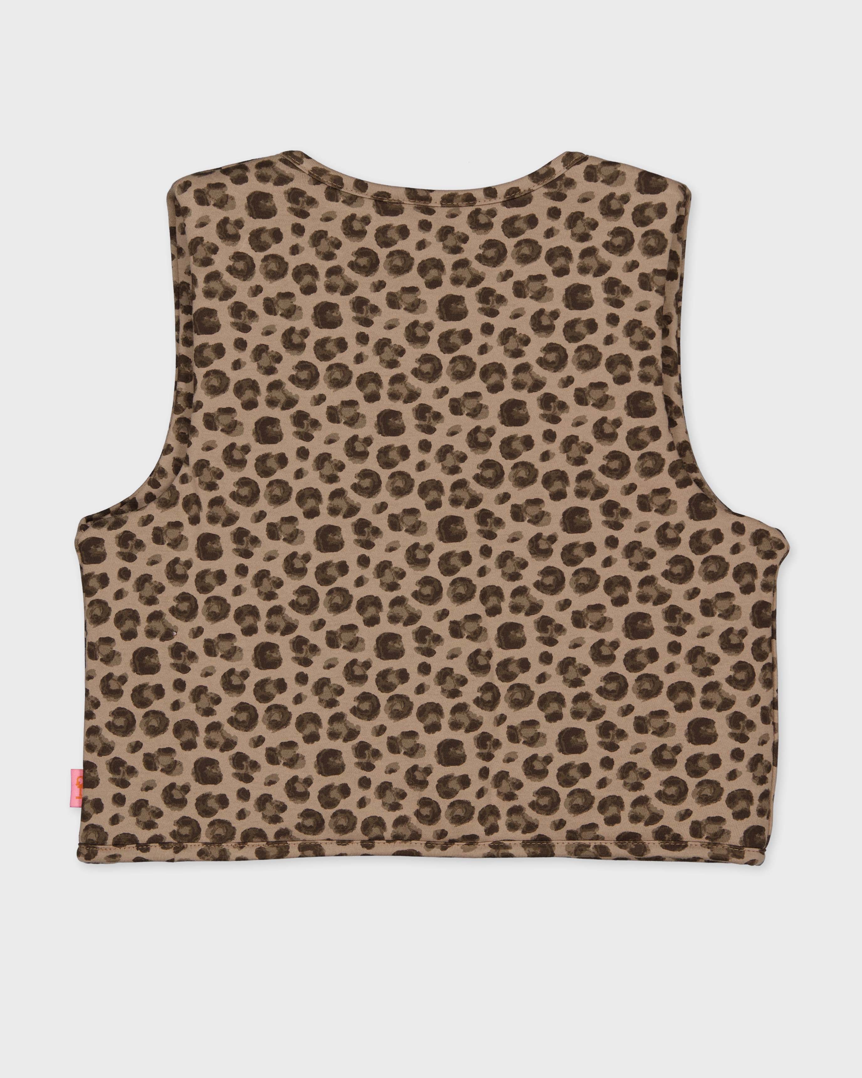 Beige bodywarmer met luipaardprint | AOP Taupe Animal