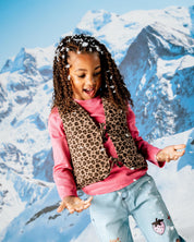 Beige bodywarmer met luipaardprint | AOP Taupe Animal