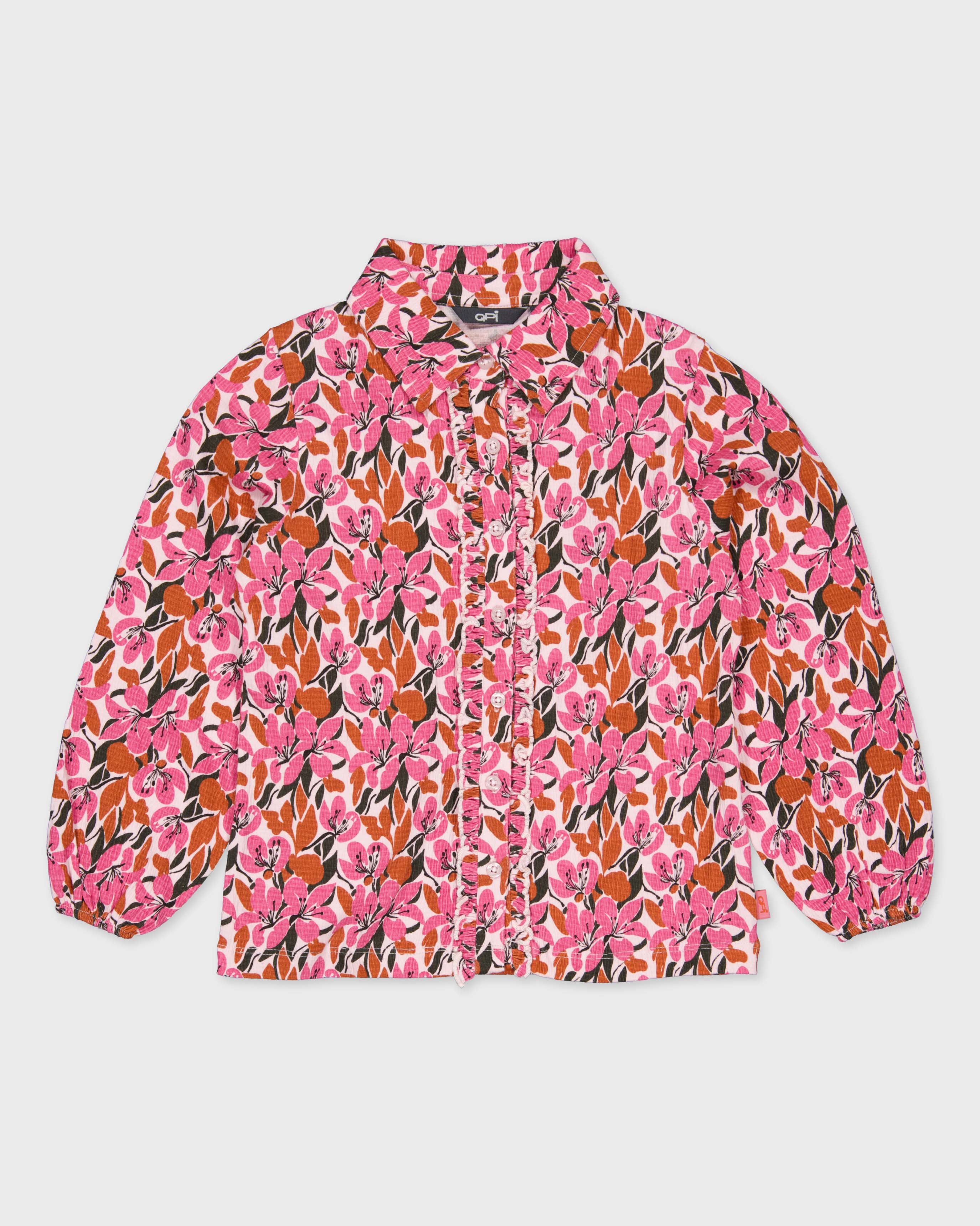 Roze blouse met kleurrijke bloemenprint | AOP Pink Blush Flower