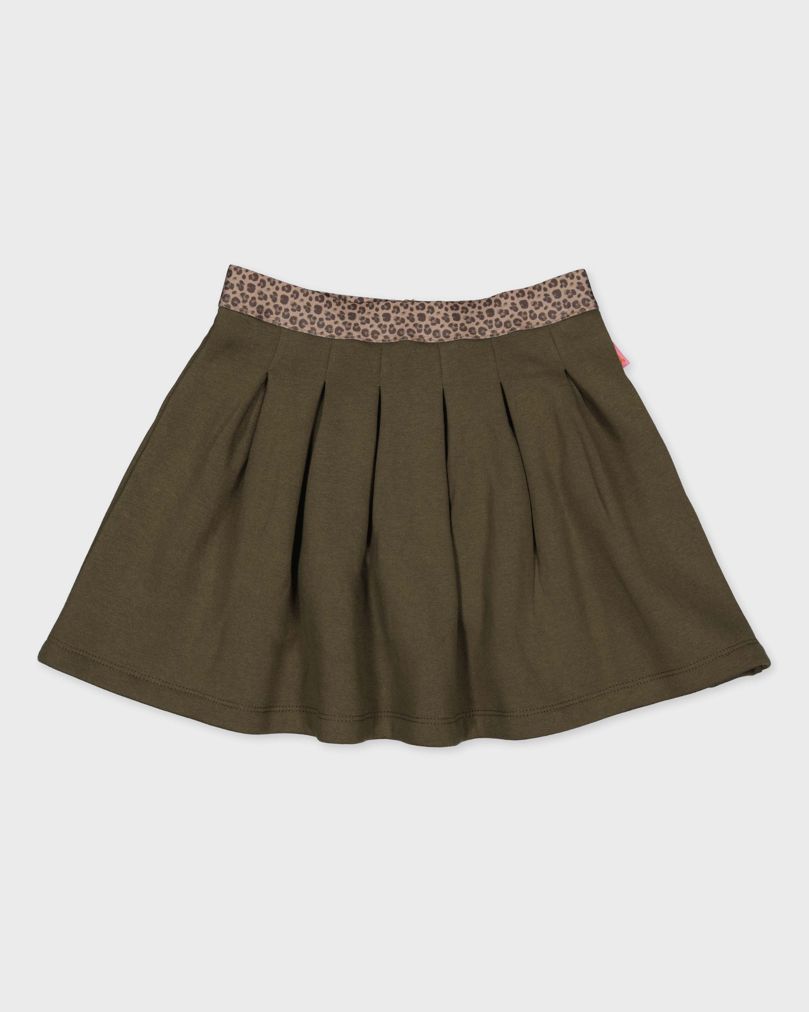 Olijfgroene rok met luipaardtailleband | Army Green