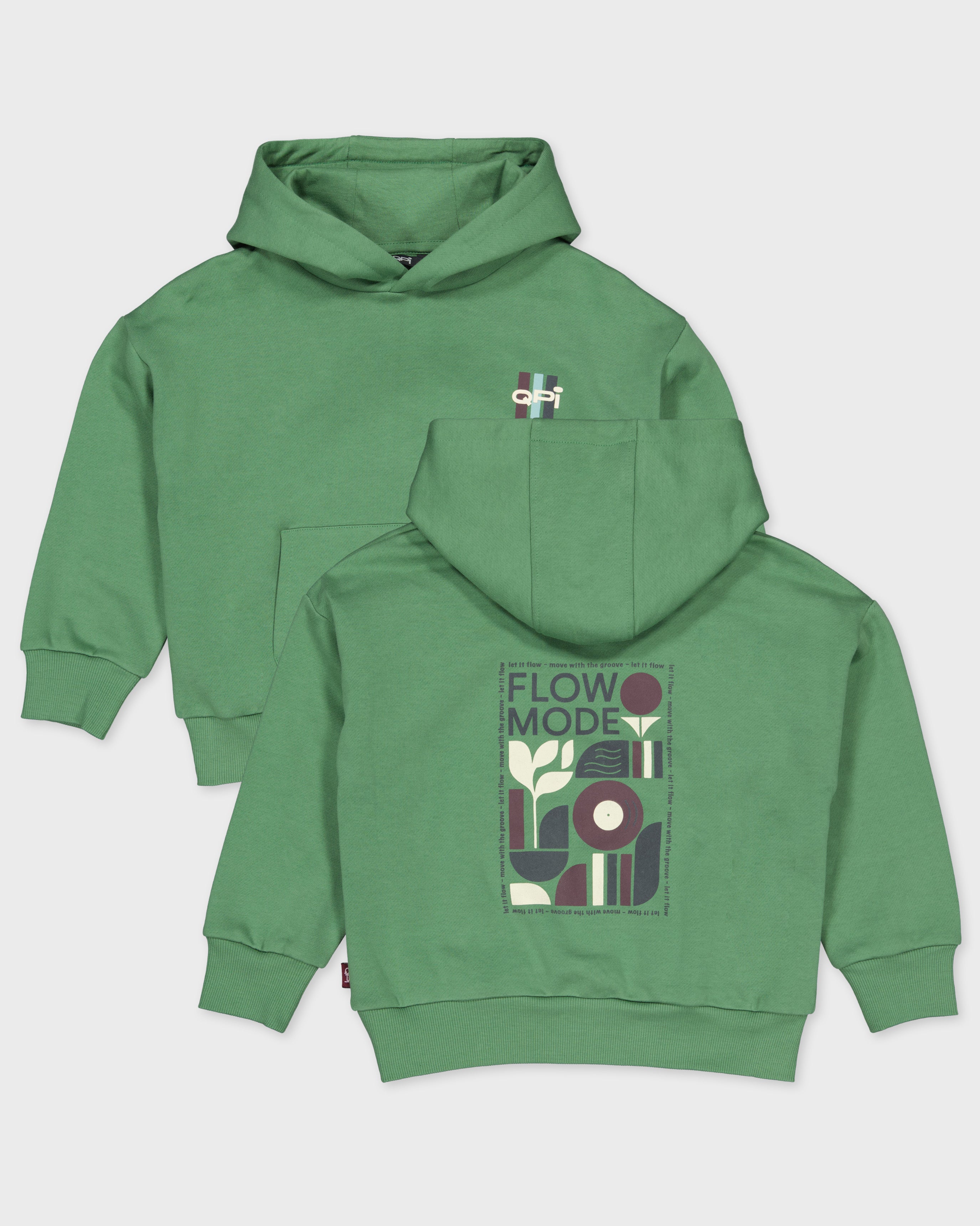 Groene hoodie met rugprint | Dark Green