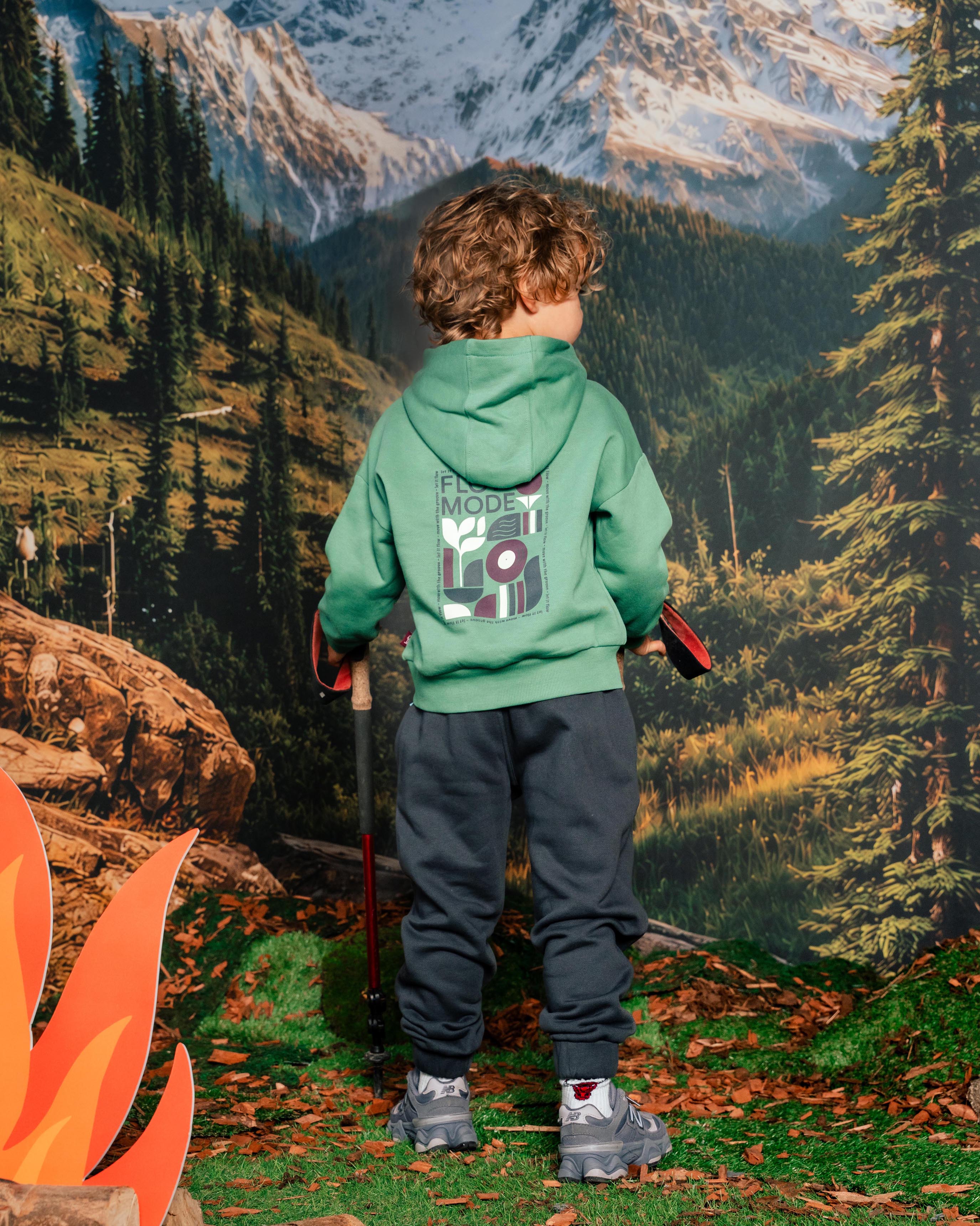 Groene hoodie met rugprint | Dark Green