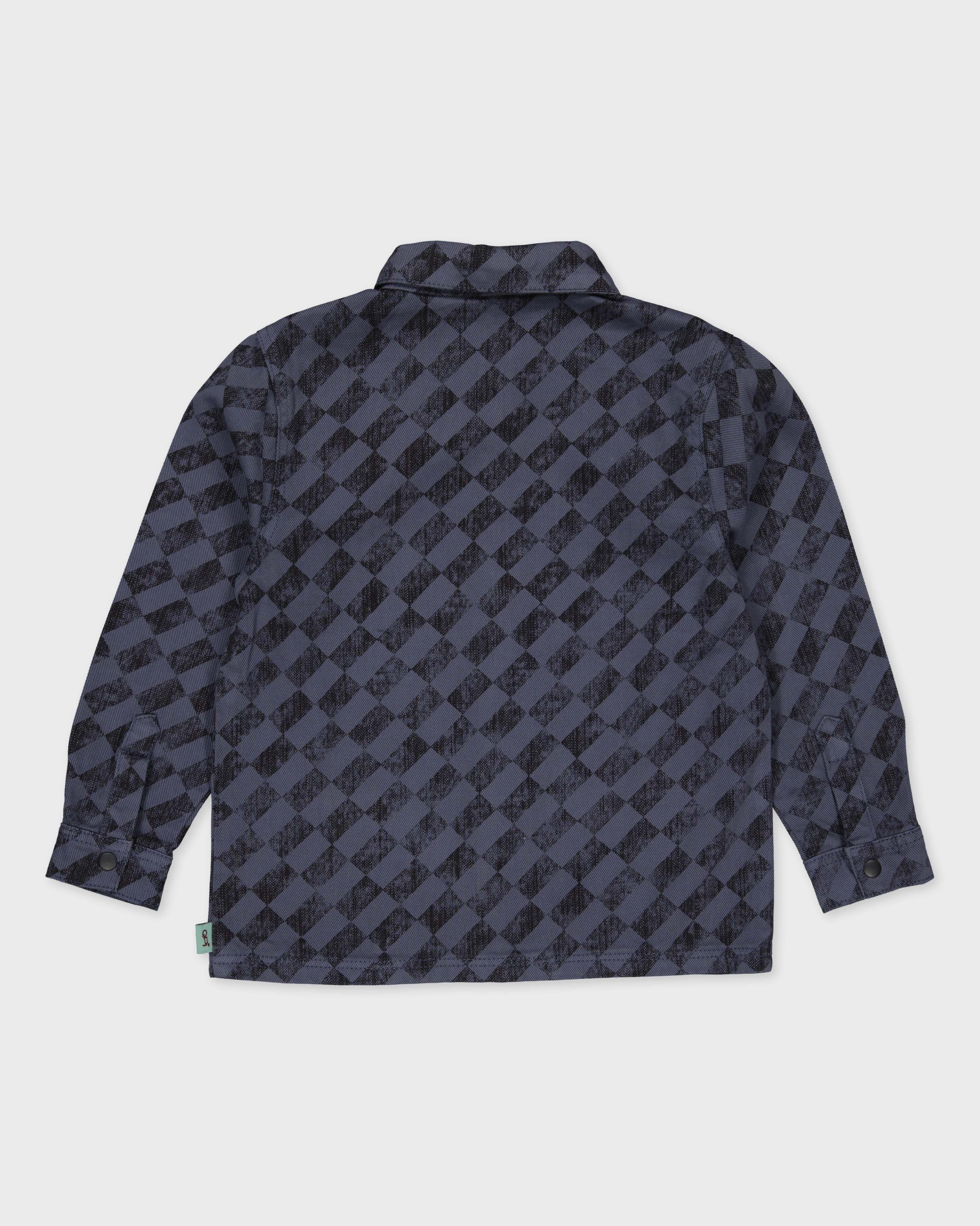 Donkerblauwe coltrui met grafisch dessin | AOP Grey Graphic