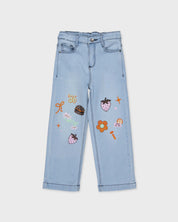 Lichtblauwe jeans met borduursels | Jeans Blue