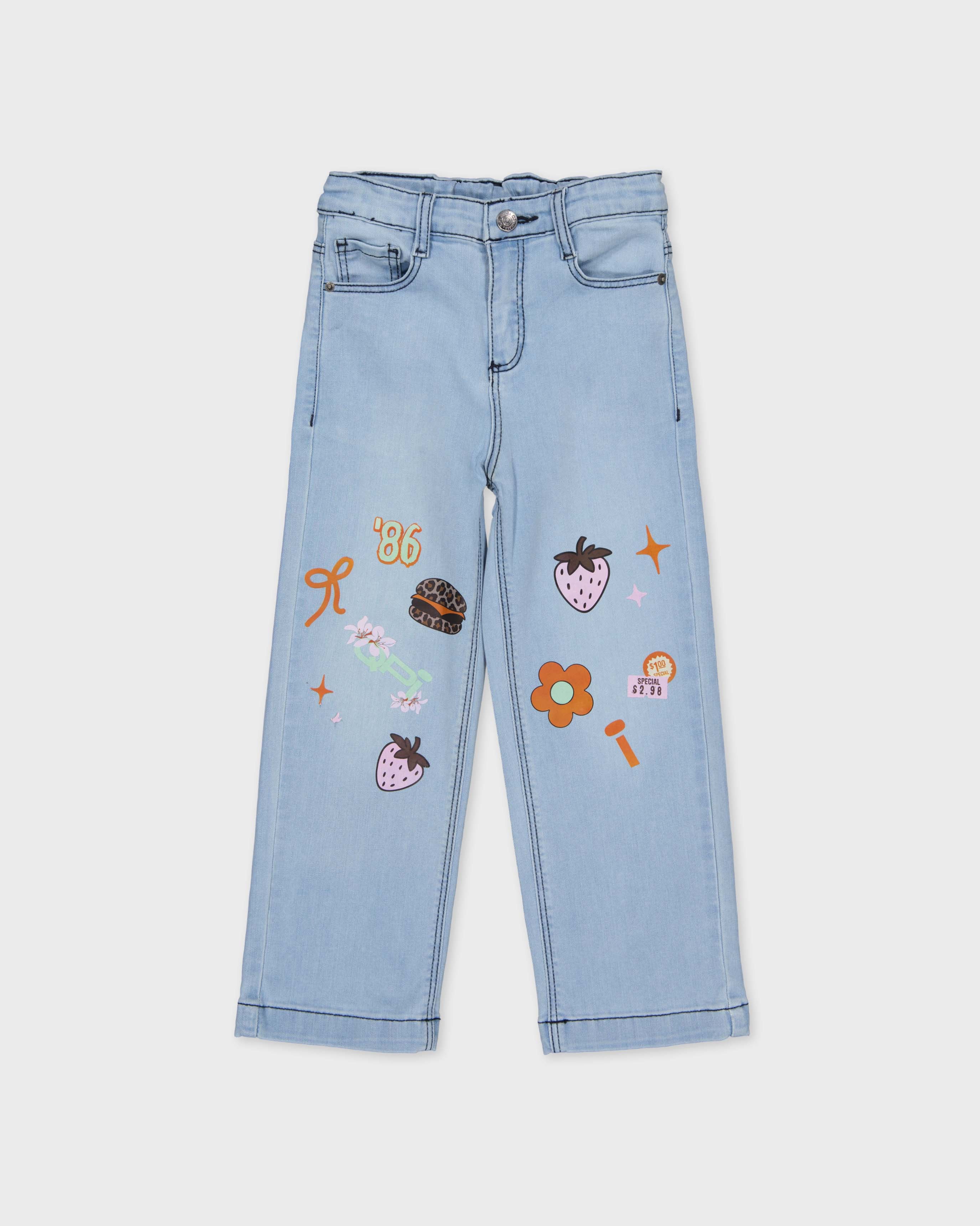 Lichtblauwe jeans met borduursels | Jeans Blue