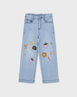 Lichtblauwe jeans met borduursels | Jeans Blue