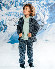Donkerblauwe broek met all-over dessin | AOP Grey Graphic