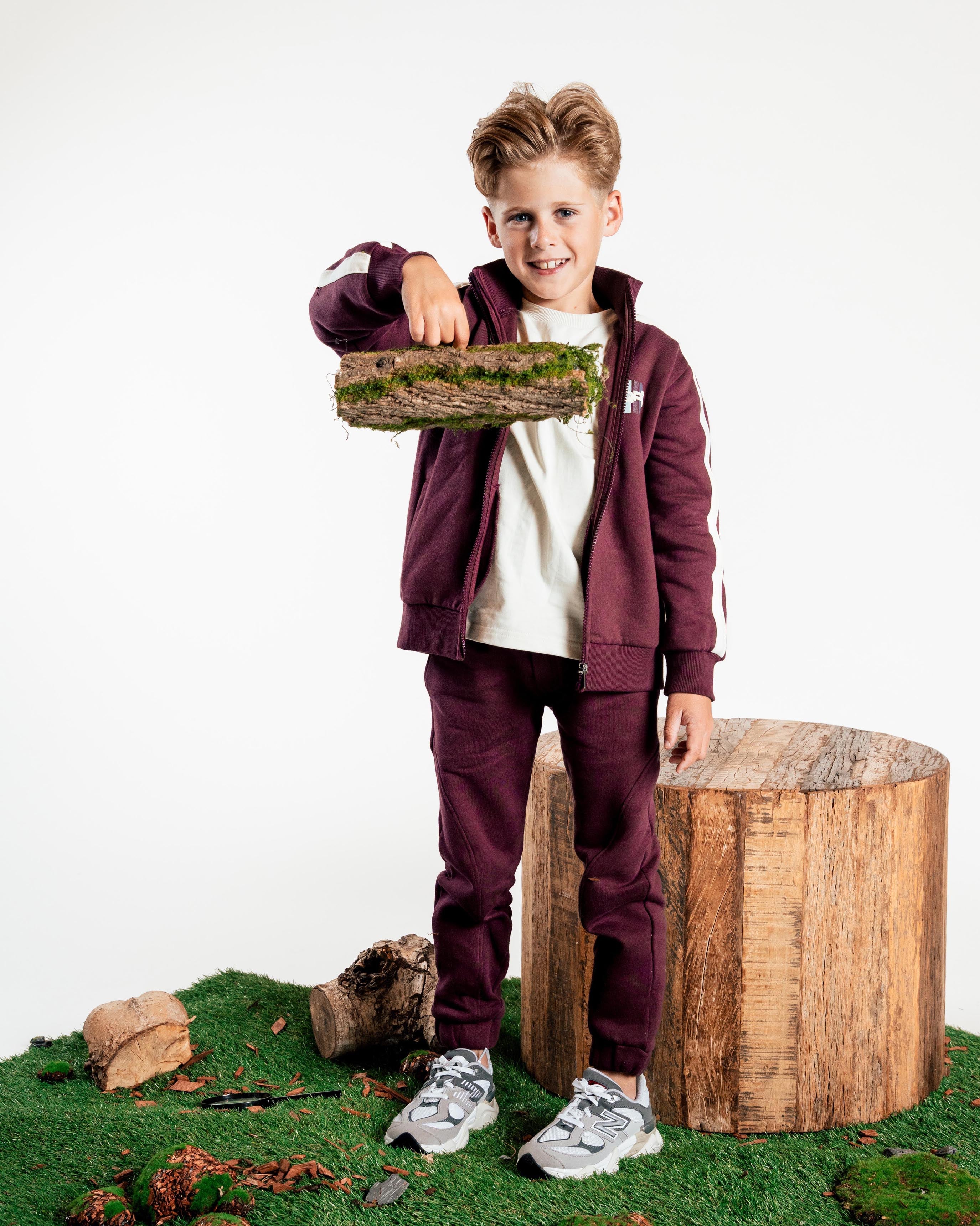Donkergrijze joggingbroek met koord | Dark Red