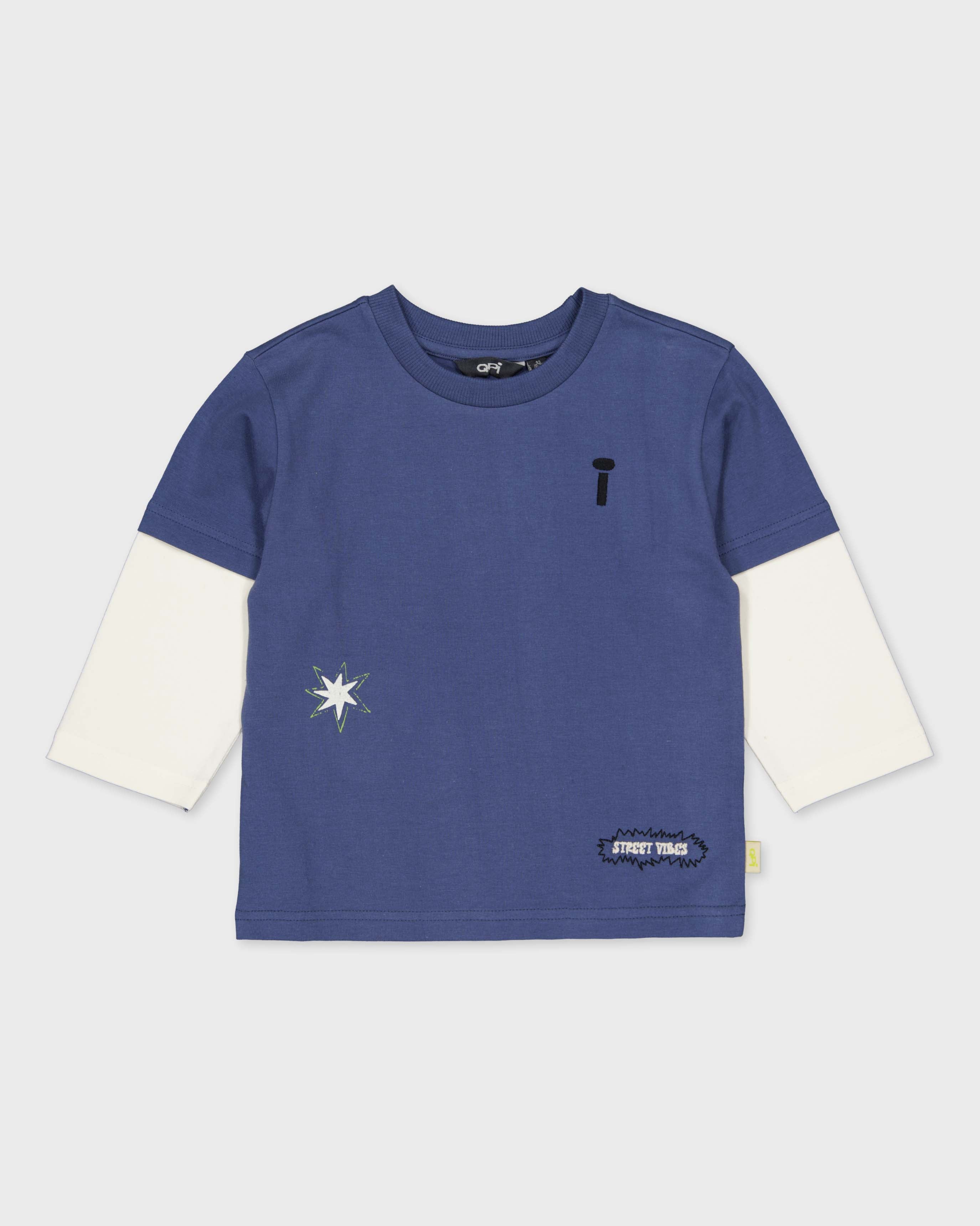 Blauwe longsleeve met ecru mouwen | Deep Cobalt