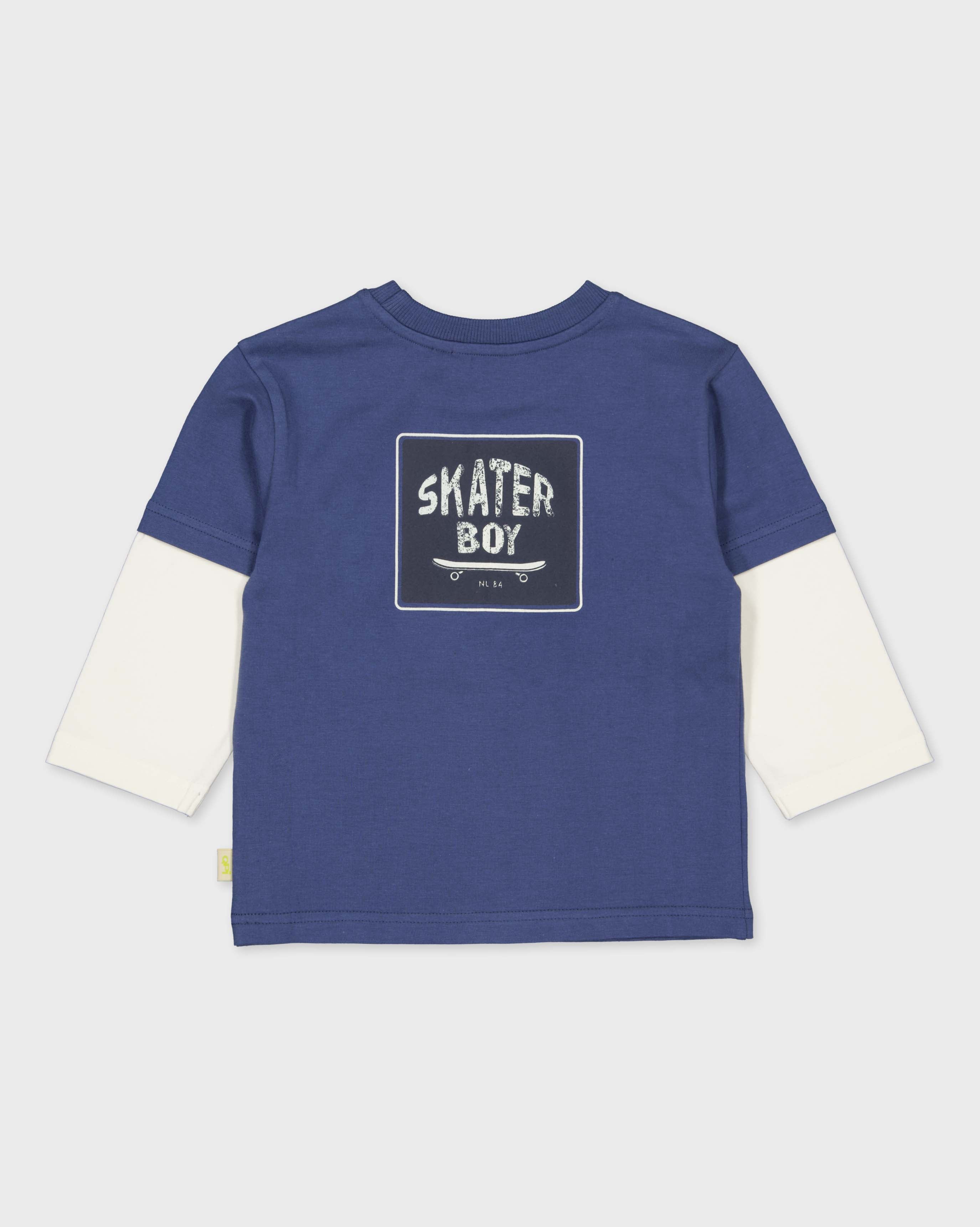 Blauwe longsleeve met ecru mouwen | Deep Cobalt