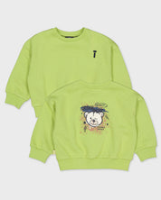 Limoengroene sweater met rugprint | Avocado Green
