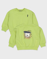 Limoengroene sweater met rugprint | Avocado Green