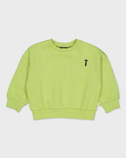 Limoengroene sweater met rugprint | Avocado Green