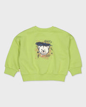 Limoengroene sweater met rugprint | Avocado Green