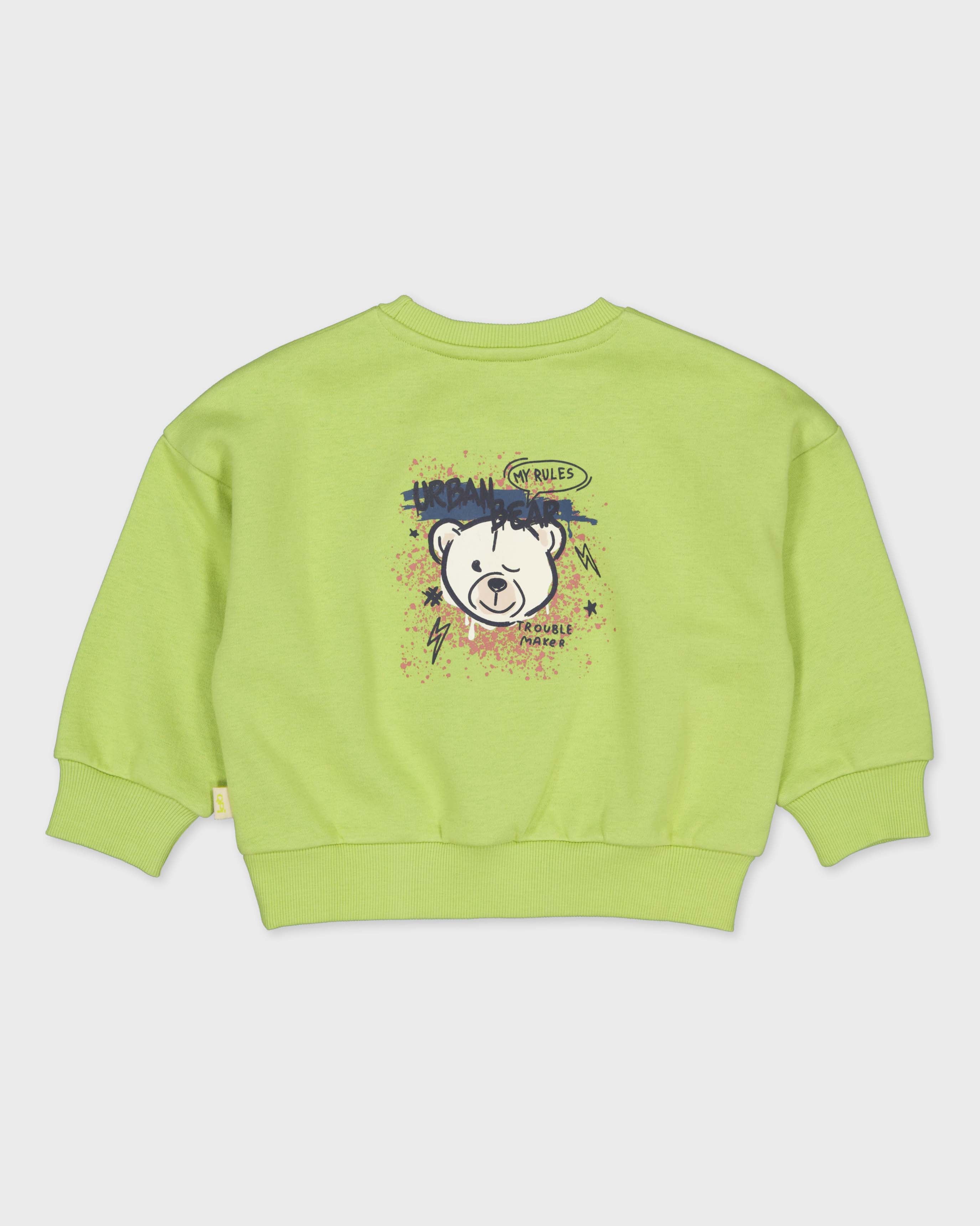 Limoengroene sweater met rugprint | Avocado Green