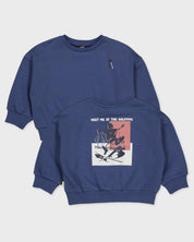 Blauwe sweater met rugprint | Deep Cobalt