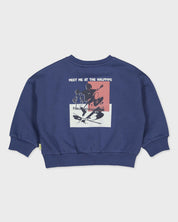 Blauwe sweater met rugprint | Deep Cobalt