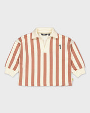 Ecru polo met roestbruine strepen | AOP Rust Stripe