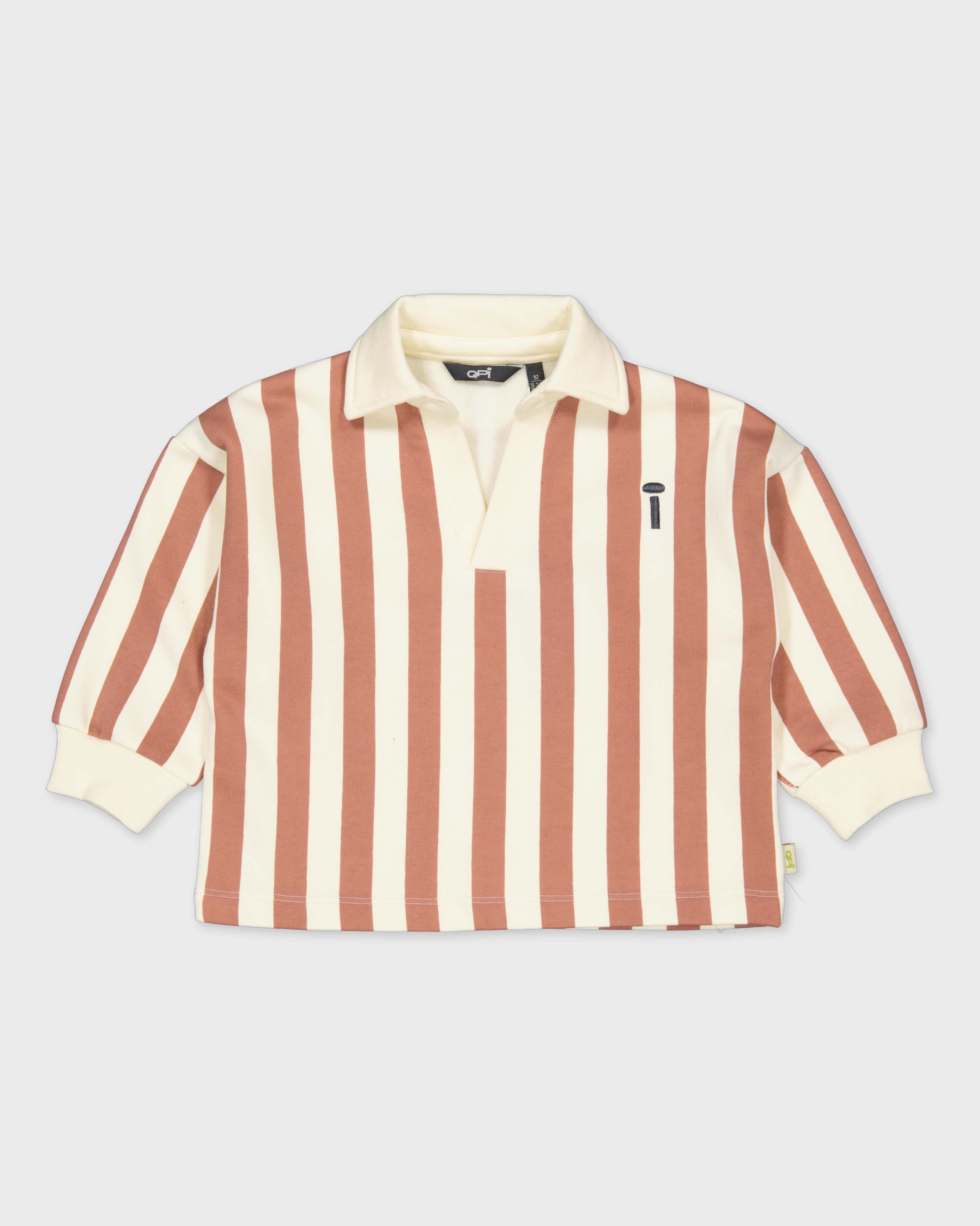 Ecru polo met roestbruine strepen | AOP Rust Stripe