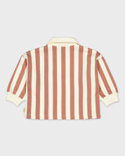 Ecru polo met roestbruine strepen | AOP Rust Stripe