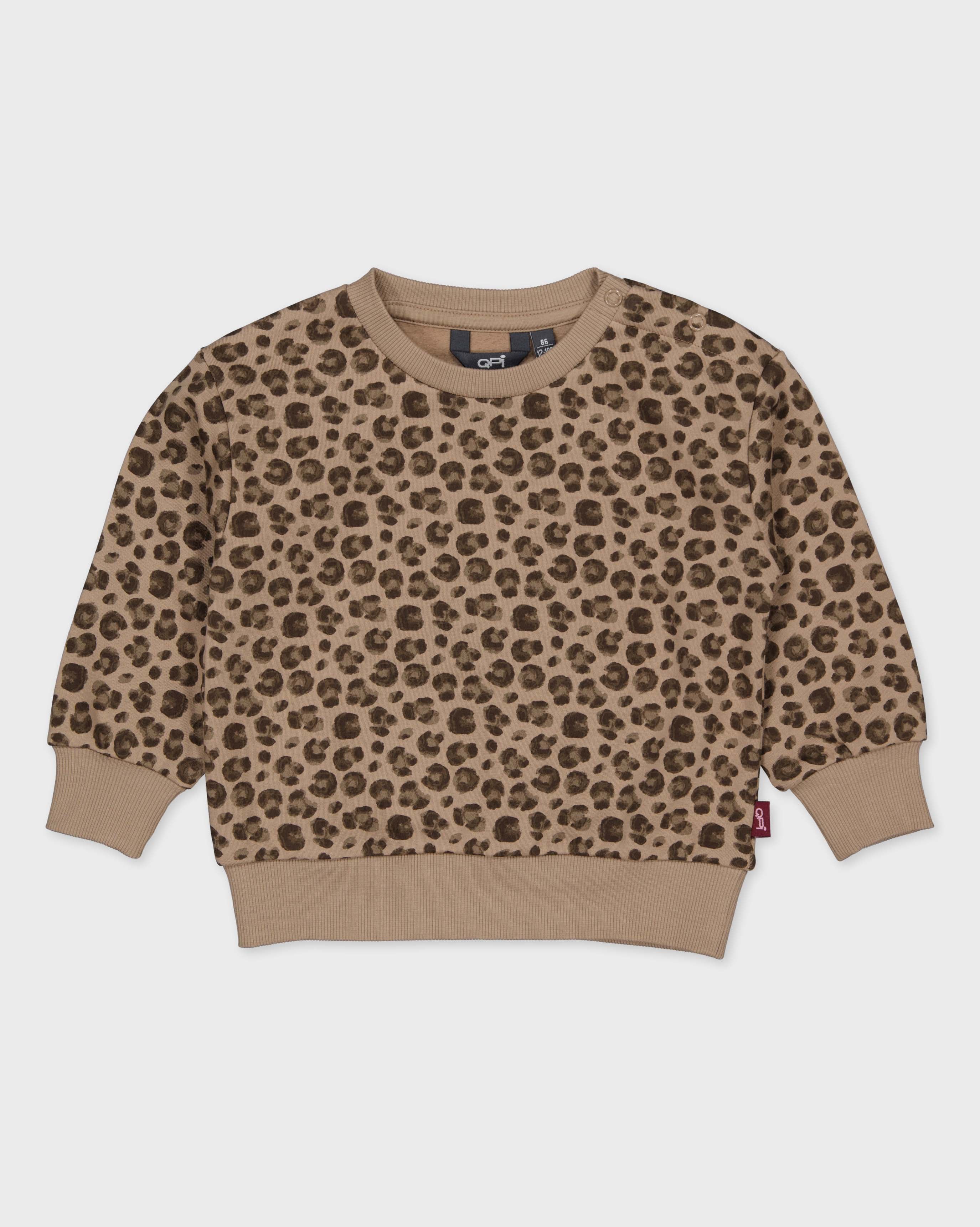 Taupebruine sweater met luipaardprint | AOP Taupe Animal