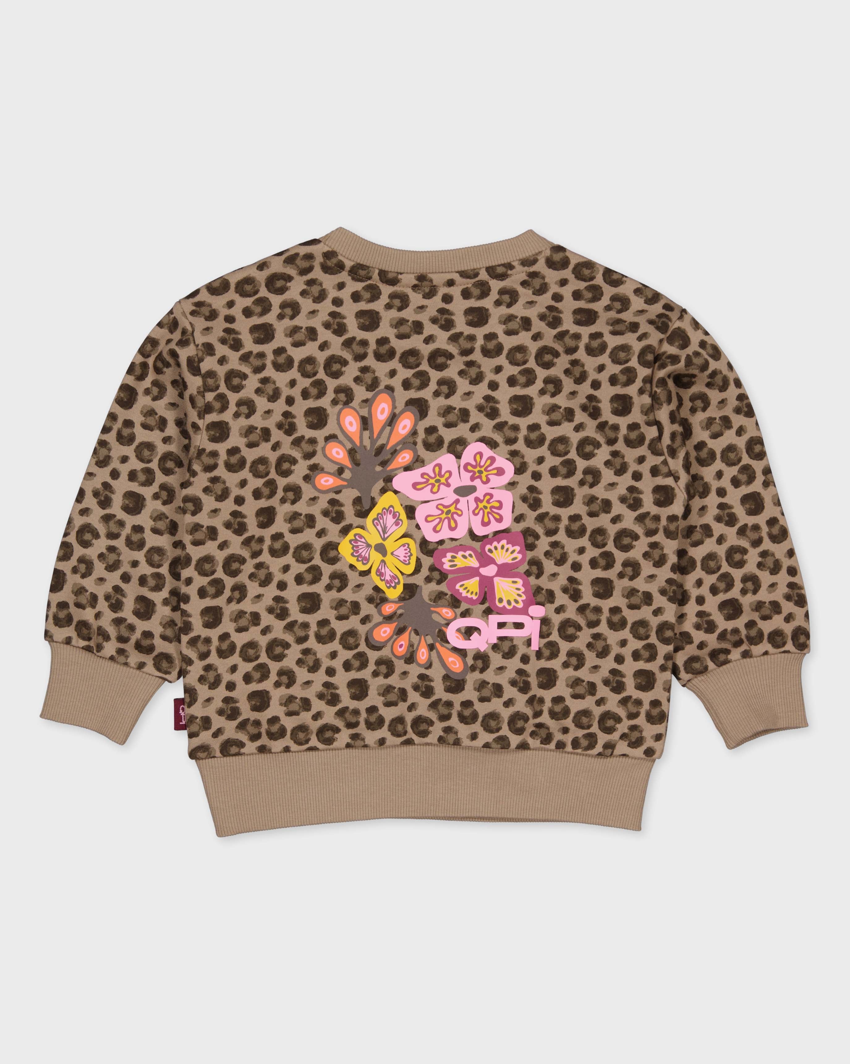 Taupebruine sweater met luipaardprint | AOP Taupe Animal