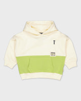 Ecru hoodie met limegroen vlak | Off White