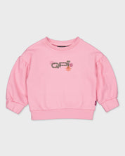 Lichtroze sweater met borstprint | Light Pink
