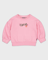 Lichtroze sweater met borstprint | Light Pink