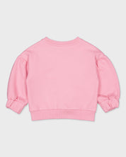 Lichtroze sweater met borstprint | Light Pink